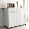 Rolling Kitchen Island with Drop Leaf, 3-Tier Pull-Out Organizer, Drawers, Storage Cabinet & Lockable Wheels, Farmhouse Kitchen Cart, Kitchen Cabinets - 2 of 4