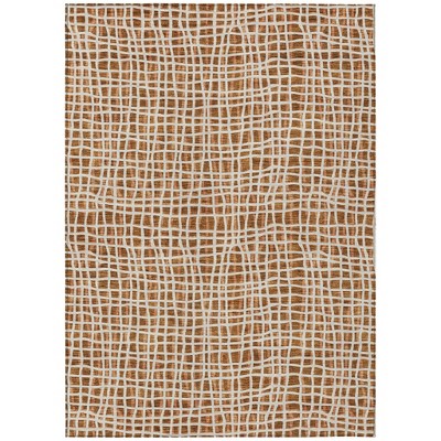 Orange Beige And Copper Striped Washable Indoor Outdoor Area Rug