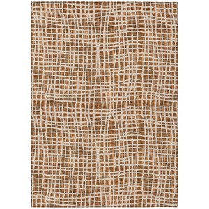 Orange Beige And Copper Striped Washable Indoor Outdoor Area Rug - 1 of 4