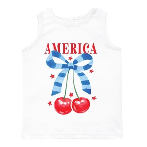 The Juniper Shop Coquette America Cherries Toddler Tank - 5/6T - White - 1 of 4