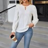 Coolmee Women's Dressy Hollow Jacquard Blouses Business Casual Long Sleeve Tops Elegant Ladies Keyhole Office Shirts - 2 of 4