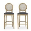 High Counter Bar Stool Set Of 2,Fabric Round Back Upholstered Kitchen Chairs,Armless Living Room Chairs With Rubberwood Legs-Cuddlewood - 3 of 4