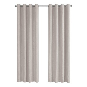 Monarch Specialties Curtain Panel 2Pcs Set Room Darkening Grommet Living Room Bedroom Kitchen Micro Suede Polyester Beige Contemporary Modern - 1 of 4