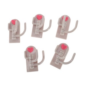 Unique Bargains Utility 3-Hook Adhesive Heart 3.15"x1.38" 5Pcs - 1 of 4