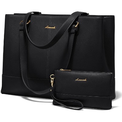 LOVEVOOK Laptop Tote Bag for Women 15.6 Inch Work Bag Leather Laptop Purse with Clutch