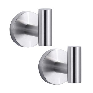 WOWOW Stainless Steel J-Hook Robe/Towel Hook in Brushed Nickel (2 Pack) - 1 of 4