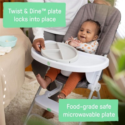 Gray Portable Folding High Chair with Safety Harness
