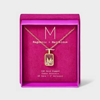 14k Gold Dipped Cubic Zirconia Pierced Initial Shaker Necklace - A New Day™ Gold