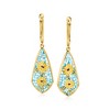 Ross-Simons Mother-Of-Pearl and Multicolored Enamel Sunflower Mosaic Drop Earrings in 18kt Gold Over Sterling - 3 of 4