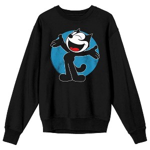 Felix - Happy to See You, Blue Circle background on black Adult Crew Neck Sweatshirt - 1 of 3
