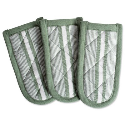 3pk Cotton Striped Chef Pan Handles Green - Design Imports
