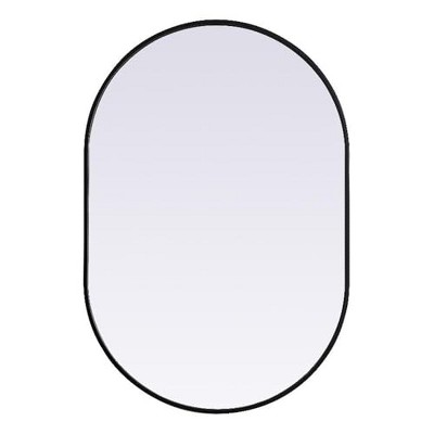Elegant Lighting Metal Frame Oval Mirror 27x40 Inch in Black