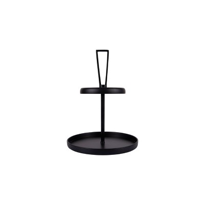 16.5" x 12.5" Decorative Metal 2-Tier Tray Black - 3R Studios