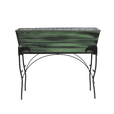 36" Green Galvanized Steel Flower Planter Box with Iron Stand