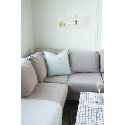 Light Aqua Fringe Soft Linen Pillow Cover 14x20