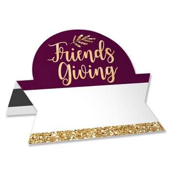 Big Dot of Happiness Elegant Thankful for Friends - Friendsgiving Thanksgiving Party Tent Buffet Card - Table Setting Name Place Cards - Set of 24