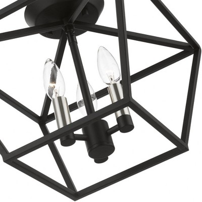 Devone 3-Light Black and Brushed Nickel Semi-Flush Mount