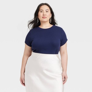 Women's Short Sleeve Ribbed T-Shirt - A New Day™ - 1 of 3