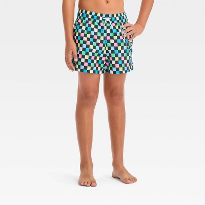 Boys' Checkered Swim Shorts - art class™ L