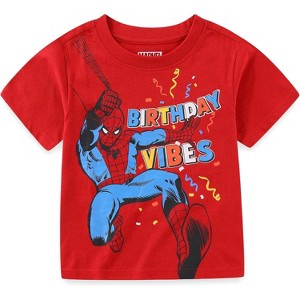 Marvel Spider-Man Birthday Boys Short Sleeve T-Shirt for Toddler and Big Kids - Red - Size 4 - 1 of 3
