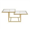 Metal Two-Tier Glass Top Gold Coffee Table - Henn&Hart - 3 of 4