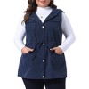 Agnes Orinda Women's Plus Size Utility Sleeveless Anorak Cargo Drawstring Fashion Vests - 2 of 4