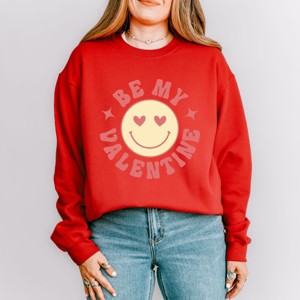 Simply Sage Market S.W.Smiley Valentine Yellow Smiley Face Sweatshirt - 1 of 4