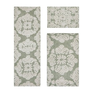 Medallion Collection 3 Piece 100% Cotton Tufted Bathroom Rug Set  with Non-Slip Backing, Machine Washable, Tumble Dry Bath Mat - 1 of 4