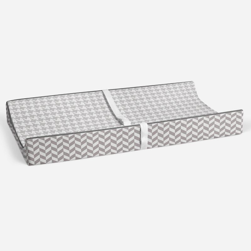 Bacati - Houndstooth Quilted Muslin Changing Pad Cover Gray, 4 of 11