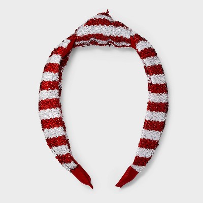 Image of Candy Cane Striped Top Knot Headband - Red/White