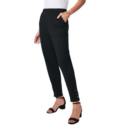 Jessica London Women's Plus Size Stretch Soft Knit Slim Straight Snap Pant