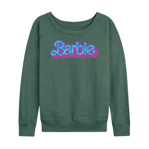 Women's - Barbie - Water Logo Lightweight French Terry Wide Neck Long Sleeve Shirt - 1 of 4