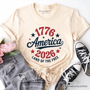 Patriotic America 1776-2026 Land of the Free T-Shirt, 250 Year Independence Day Celebration Tee | OrnamentallyYou - 1 of 4