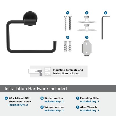 Matte Black Modern Wall Mounted Towel Ring