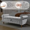 Vynxaria 62" Tufted Button Storage Bench ¨C Modern Fabric Ottoman for Versatile Living Spaces - 3 of 4