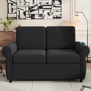 NicBex Convertible Sleeper Chair,57.5" Modern Pull-out Sofa Bed with Adjustable Backrest,2-in-1 Couches with Foam Mattress for Living Room,Black - 1 of 4