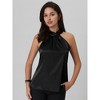 Hobemty Women's Halter Neck Sleeveless Tie Back Satin Work Blouse - 2 of 4
