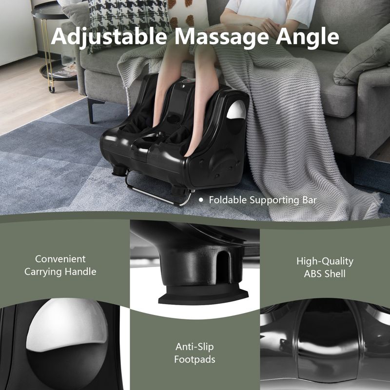 Costway Leg Massager Shiatsu Kneading Rolling Vibration Heating Foot Calf Black/Red, 4 of 11