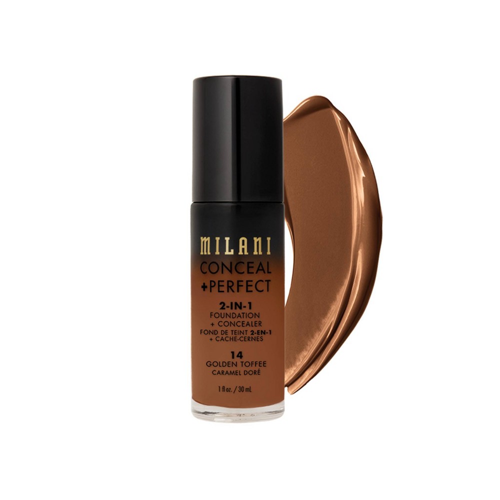 Milani Conceal + Perfect 2-in-1 Foundation + Concealer Cruelty-Free Liquid Foundation - Golden Toffee 14 - 1 fl oz