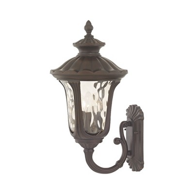 Oxford Imperial Bronze 3-Light Outdoor Wall Lantern with Hand Blown Glass