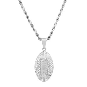 Steeltime 24" Men's stainless steel and simulated diamonds american football pendant - 1 of 4