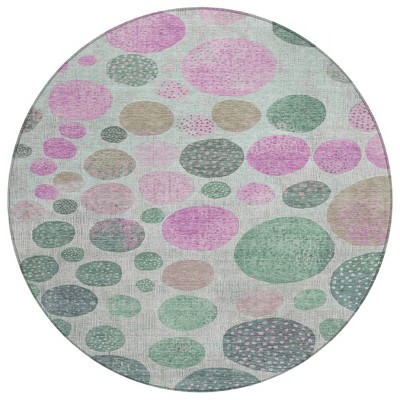 Sage And Pink Geometric Washable Indoor Outdoor Area Rug