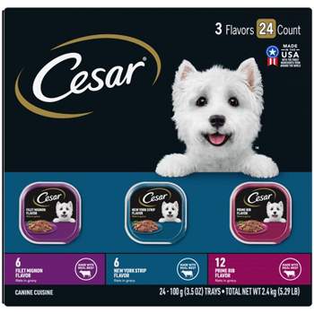 Cesar Filets in Gravy Filet Mignon, New York Strip and Prime Rib Adult Wet Dog Food with Chicken & Beef Flavor - 5.29lbs/24ct
