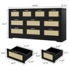 10 Drawer Dresser for Bedroom, 59'' Rattan Dresser TV Stand for 55, 65, 70 TVs, Boho Chest of Drawers with Large Tabletop & Gold Handles - 2 of 4