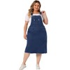 Agnes Orinda Women's Plus Size Overall Distressed Racerback Side Buttons Denim Jumpers Dress with Pockets - 3 of 4