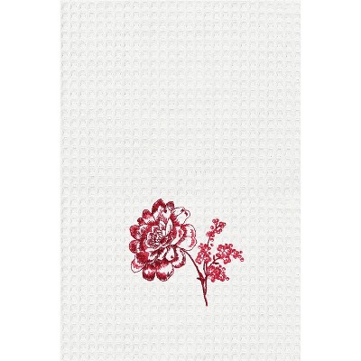 C&F Home Colonial Williamsburg Devon Cranberry Waffle Weave Cotton Kitchen Towel