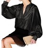 Women's Metallic Long Sleeve Blouse - Vine & Love - 2 of 2