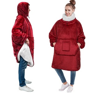 PAVILIA Wearable Blanket Hoodie Women Men, Oversized Sweatshirt Hooded Sweater, Fleece Soft Cozy Warm Plush Gift Ideas - 1 of 4