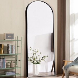 31 in W x 71 in H Black Frame Arch Aluminum Alloy Full Length Mirror Freestanding Mirror - 1 of 4