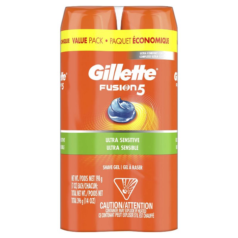 Gillette Fusion5 Ultra Sensitive Hydra Gel Men&#39;s Shave Gel Twin Pack - 7oz /2ct, 1 of 8
